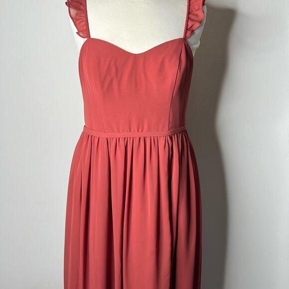 Azazie Metz Terracotta Chiffon Dresss - Picture 3 of 10